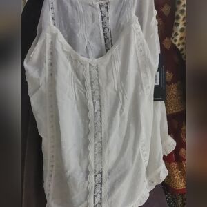 Olivia James Cotton Dobby & Lace Organic Cotton Cami Top, Sz L, NWT